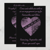 Paarse Steampunk Heart Engagement Party Bridal Kaart (Voorkant / Achterkant)