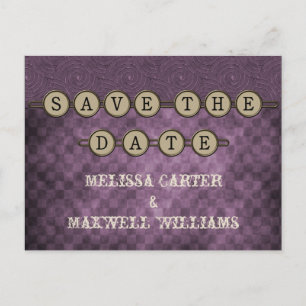 Paarse Steampunk Keys opslaan het Briefkaart Datum