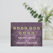 Paarse Steampunk Keys opslaan het Briefkaart Datum (Staand voorkant)