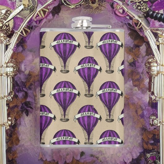 Paarse Steampunk-luchtschepen Heupfles