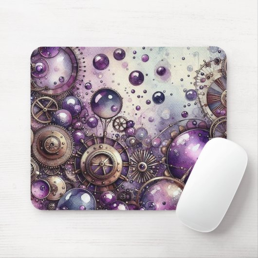 Paarse Steampunk Mousepad Muismat (Met muis)