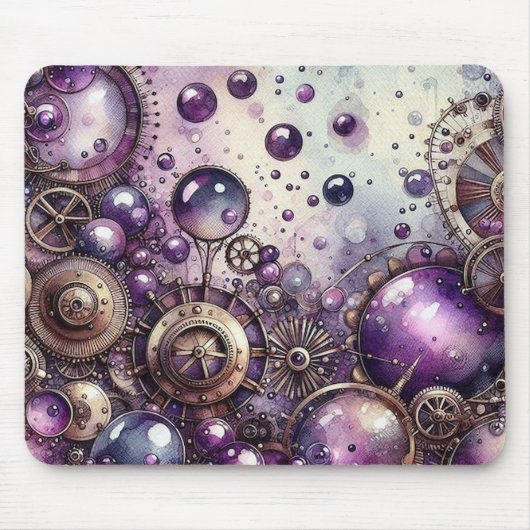 Paarse Steampunk Mousepad Muismat (Voorkant)