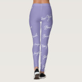 Paarse steden van het wereldpatroon, moderne tekst leggings (Achterkant)