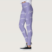 Paarse steden van het wereldpatroon, moderne tekst leggings (Links)