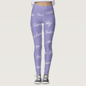 Paarse steden van het wereldpatroon, moderne tekst leggings (Voorkant)
