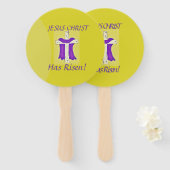 Paarse steekplaats handwaaier (Voorkant en achterkant)