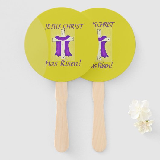 Paarse steekplaats handwaaier (Voorkant en achterkant)