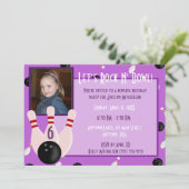 Paarse steen en Bowl met fotoBowling Party Kaart (Staand voorkant)