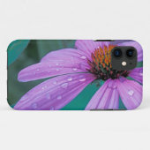 Paarse steenbloem met waterdruppels Case-Mate iPhone case (Achterkant (horizontaal))