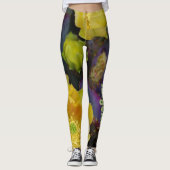 Paarse stekelige perencactus met gele bloemen leggings (Voorkant)