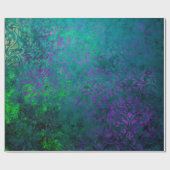 Paarse Stencil bloemen groen Cadeaupapier (Vlak)