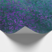 Paarse Stencil bloemen groen Cadeaupapier (Hoek)