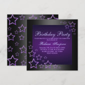 Paarse Ster Birthday Uitnodiging (Voorkant / Achterkant)