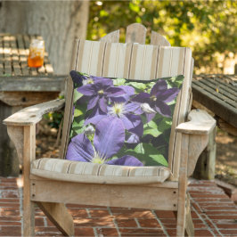 Paarse Ster Clematis Bloemen met Loof Buitenkussen