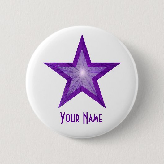 Paarse Ster 'Je Naam' knop wit Ronde Button 5,7 Cm (Voorkant)