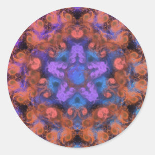 Paarse Ster Oranje Draaikolk Reis Abstracte Gloed  Ronde Sticker