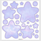 Paarse ster sticker met pastelkleuren (Vel)