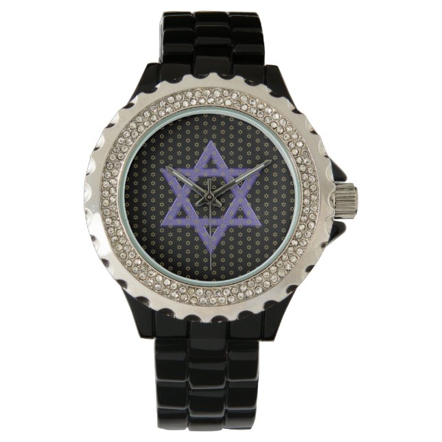 Paarse ster van David Seamless Horloge (Voorkant)