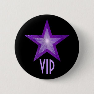 Paarse Ster 'VIP' knop zwart Ronde Button 5,7 Cm