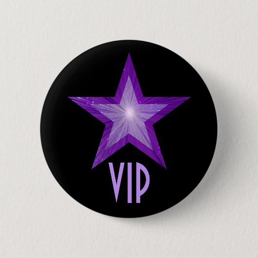 Paarse Ster 'VIP' knop zwart Ronde Button 5,7 Cm (Voorkant)