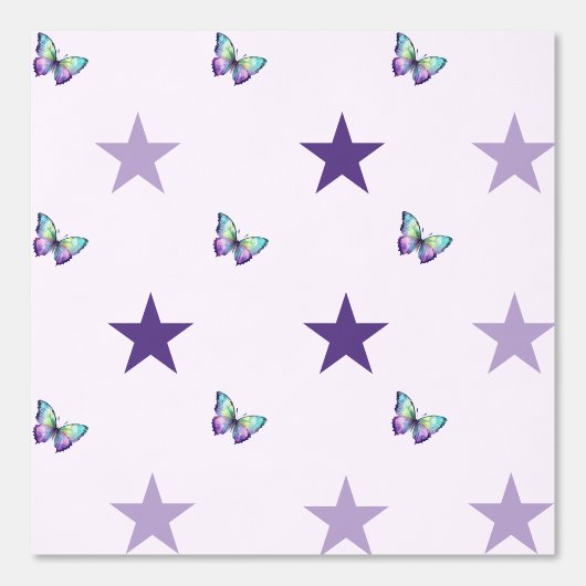 Paarse Ster & Vlinder Siertuin Behang (Voorkant)