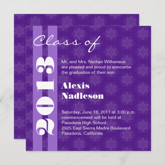 Paarse sterren 2013 Nieuw Afstudeerder of Verander Aankondiging (Voorkant / Achterkant)