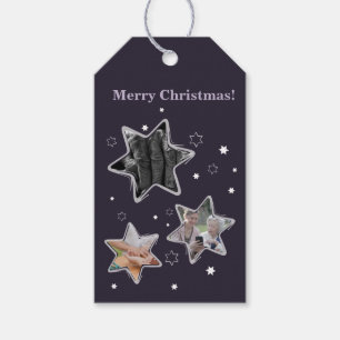 Paarse sterren Aangepaste Afbeeldingen Kerst Cadeaulabel