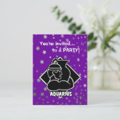 Paarse sterren | Aquarius Birthday Zodiac Sign Kaart (Staand voorkant)