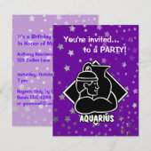 Paarse sterren | Aquarius Birthday Zodiac Sign Kaart (Voorkant / Achterkant)