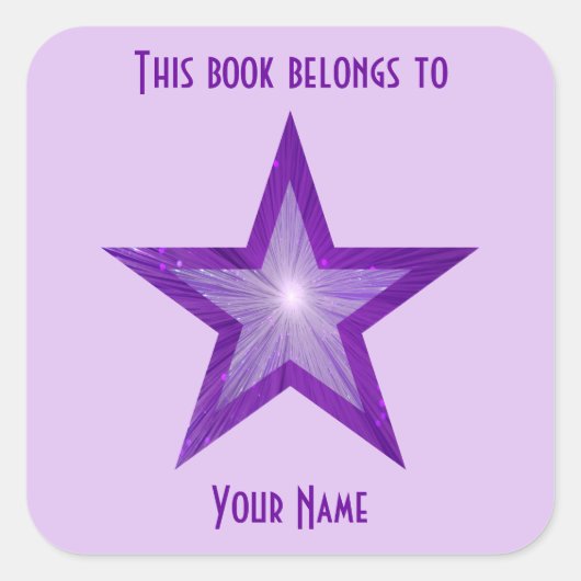 Paarse Sterren Bookplaat sticker bord paarse (Voorkant)