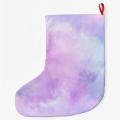 Paarse Sterren Confetti Waterverf Eenhoorn Grote Kerstsok (Achterkant)