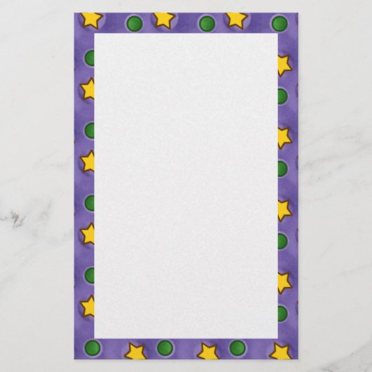 Paarse sterren en Stippen Briefpapier (Voorkant)