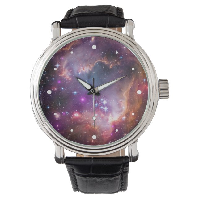 Paarse sterren Galaxy Space Astronomie Horloge (Voorkant)