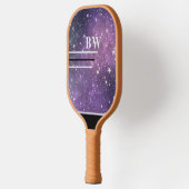 Paarse sterren Glitter Lines Eigen naam Monogram Pickleball Paddle (Links)