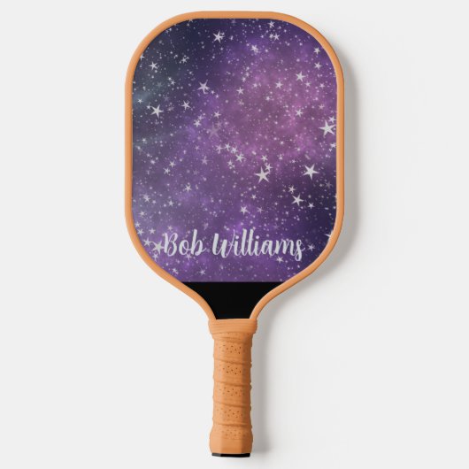 Paarse sterren Glitter Lines Eigen naam Monogram Pickleball Paddle (Achterkant)