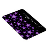 Paarse sterren 'Jouw naam' flexibele magneet zwart (Rechterzijde)
