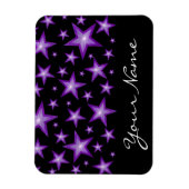 Paarse sterren 'Jouw naam' flexibele magneet zwart (Verticaal)