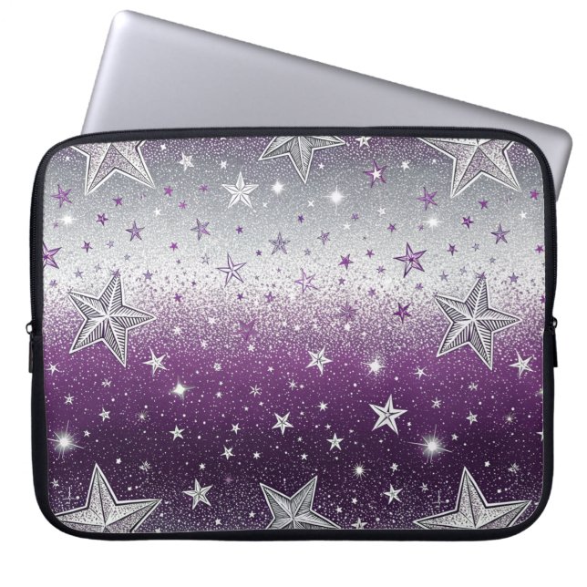 Paarse sterren laptop sleeve (Voorkant)