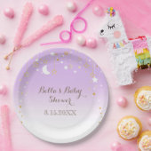 Paarse Sterren Maan Baby shower Papieren Bordje (Feest)