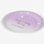 Paarse Sterren Maan Baby shower Papieren Bordje (Gekanteld)