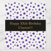 Paarse sterren met bericht van de geboorte wijn etiket (Enkel label)