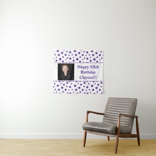 Paarse sterren met berichtfoto van zaterdag wandkleed (In Situ (horizontaal))