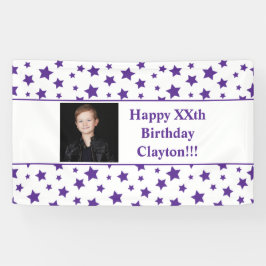 Paarse sterren met een bericht foto van de zondags spandoek