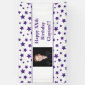 Paarse sterren met een bericht foto van de zondags spandoek (Verticaal)