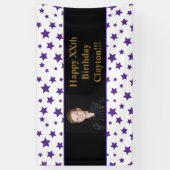 Paarse sterren met een bericht foto van de zondags spandoek (Verticaal)