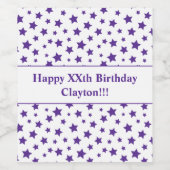 Paarse sterren met label voor afgelopen zondag wijn etiket (Enkel label)