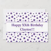 Paarse sterren met uitnodiging voor een bericht va (Voorkant)