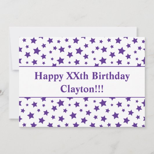 Paarse sterren met uitnodiging voor een bericht va (Voorkant)