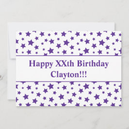 Paarse sterren met uitnodiging voor een bericht va