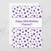 Paarse sterren met uitnodiging voor een bericht va (Voorkant / Achterkant)